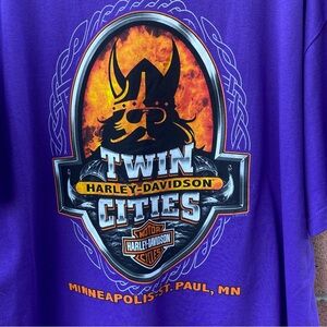 Harley-Davidson "Twin Cities" Short-Seeve T-Shirt Purple Viking Graphic Sz 2XL